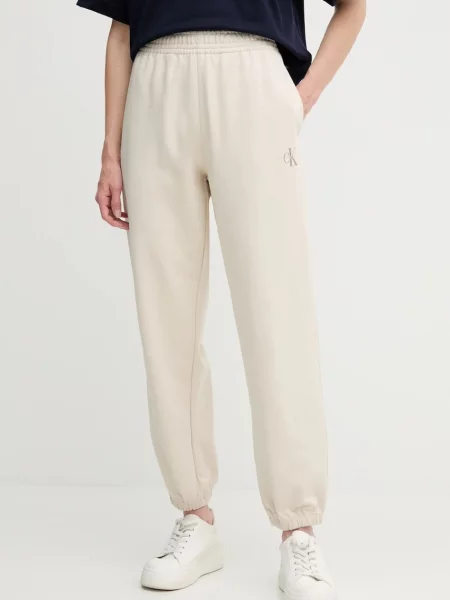 Calvin Klein Jeans pantaloni de trening pentru femei cu bej