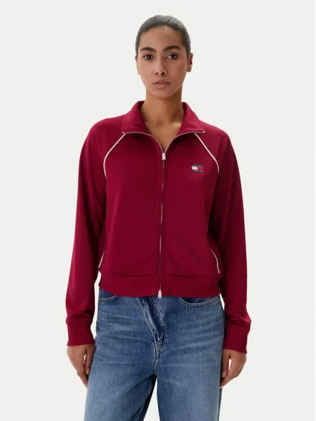 Tommy Jeans Bluză Badge Vișiniu