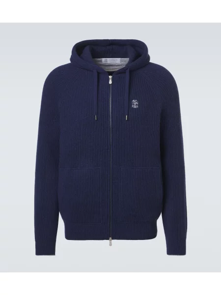 Cardigan Brunello Cucinelli din cașmir albastru