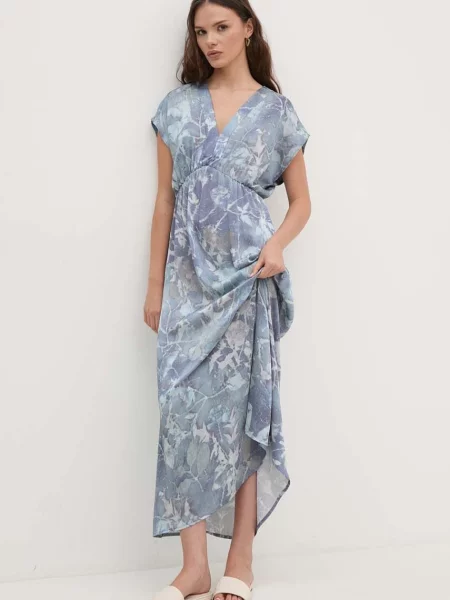 Sandro Ferrone sukienka maxi rozkloszowana niebieski
