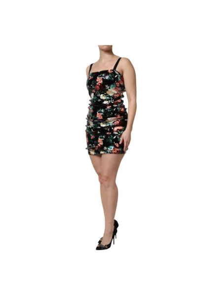 Sukienka Dolce And Gabbana z cekinami w kwiatki czarna