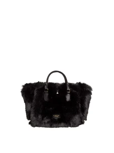 Torebka skórzana My Best Bags skórzana teddy czarna