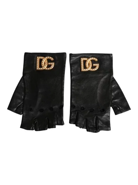 Rękawiczki Dolce And Gabbana skórzane czarne