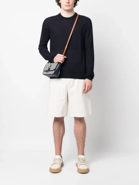 Vilnonis megztinis Jil Sander apvaliu kaklu mėlyna
