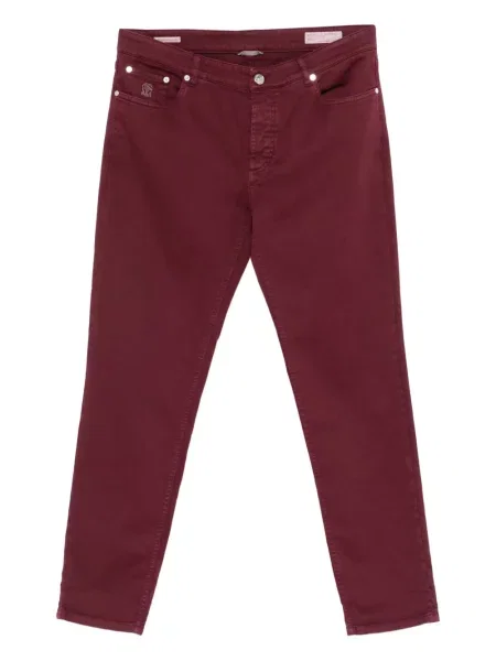 Džíny Brunello Cucinelli s výšivkou červené