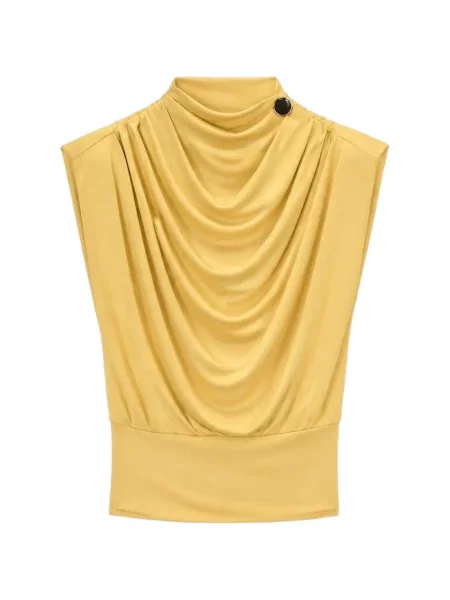 Top Retori drapat galben