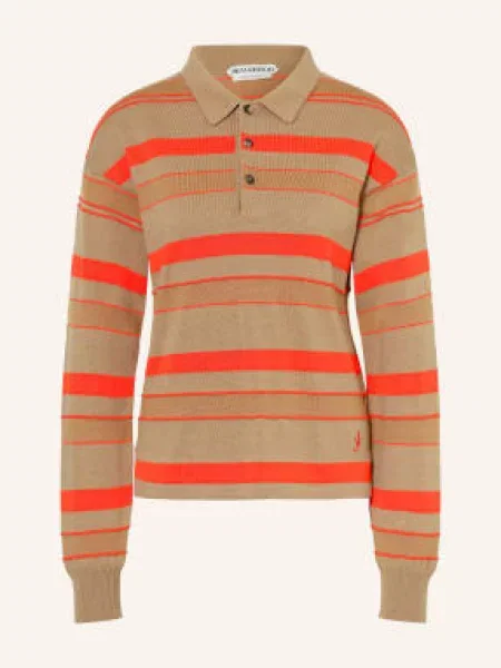 Jw Anderson Pletené Polo Tričko / černošedá / červená béžová
