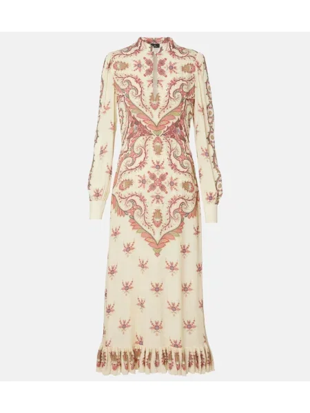 Sukienka midi Etro z nadrukiem do kolan garniturowa biała