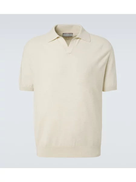 Tricou polo Canali de mătase bej