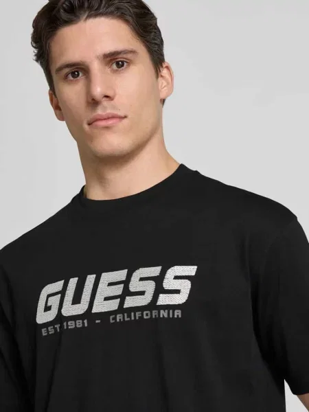 T-shirt z nadrukiem z logo model ‘SURON’ Guess czarna