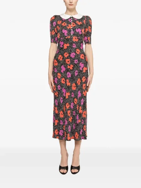 Rochie midi Nissa cu model floral cu imagine negru