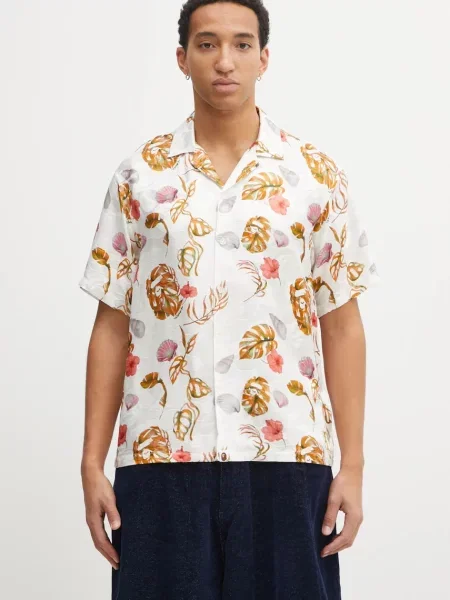 A Bathing Ape cămașă de mătase Vacation Pattern Open Collar relaxed alb