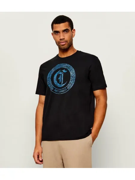 Just Cavalli Tricou Snake Round negru