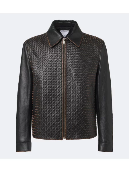 Geanta de piele Bottega Veneta negru