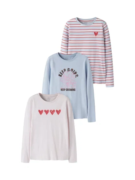 NAME IT Tricou NKFNIANA albastru deschis / roz pastel / roşu închis negru