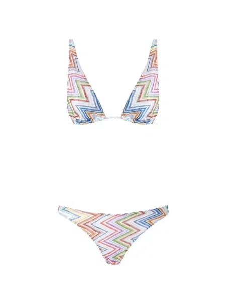 Bikini Missoni tricotate alb