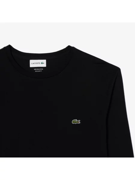 Lacoste Koszulka Z Długim Rękawem Z Bawełny Pima czarna