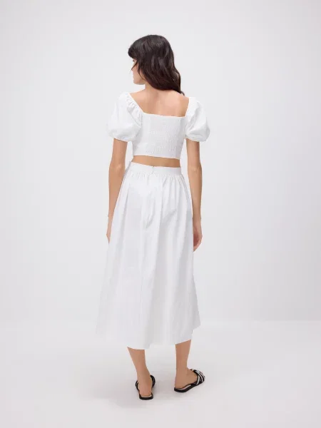 Reserved Спідниця міді кльош білий
