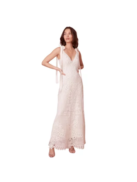 Maksi sukienka maxi Loveshackfancy koronkowa garniturowa różowa