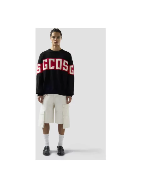 Sweter Gcds wełniany z logo czarny