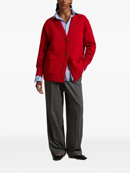 Căciulă Polo Ralph Lauren cu broderie cu dungi cowboy roșu