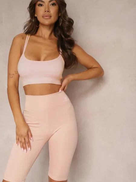 Szorty w Stylu Kolarek High Waist Wykończone Gumką w Pasie Elenea różowe