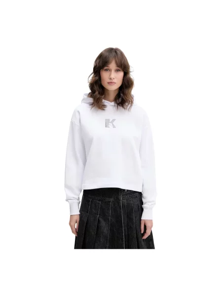 Bluza z kapturem Karl Lagerfeld z logo biała