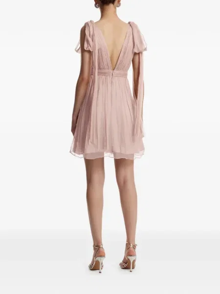 Rochie Framboise cu decolteu în V cu legături de costum roz
