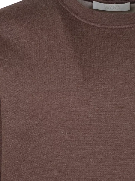 Hanorac crewneck Woc cu decolteu rotund maro