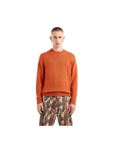Sweter Armani Exchange z okrągłym dekoltem pomarańczowy