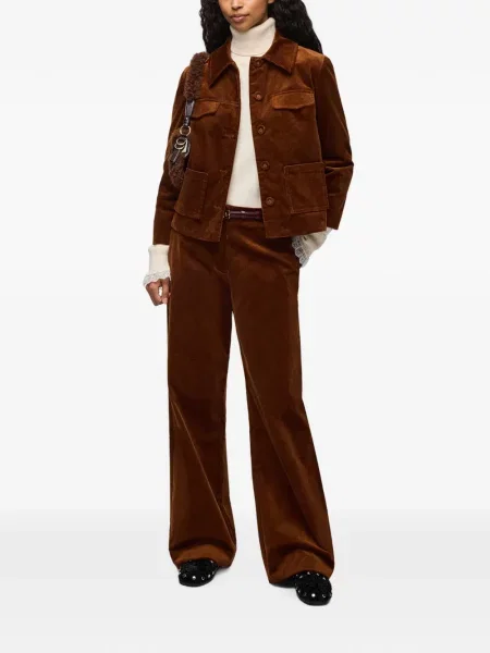 Pantaloni Ganni de catifea cord maro
