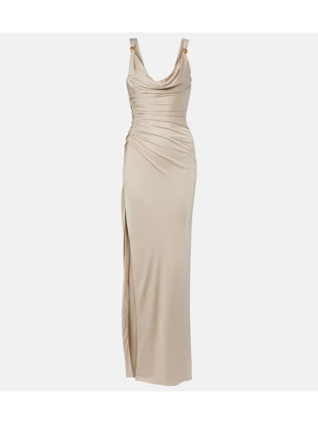 Rochie Versace cu volane din jerseu bej