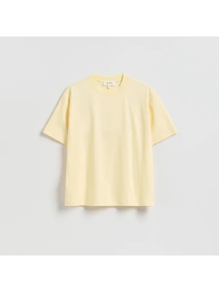 Reserved Oversized mercerezett pamutkeverék póló krémszínű