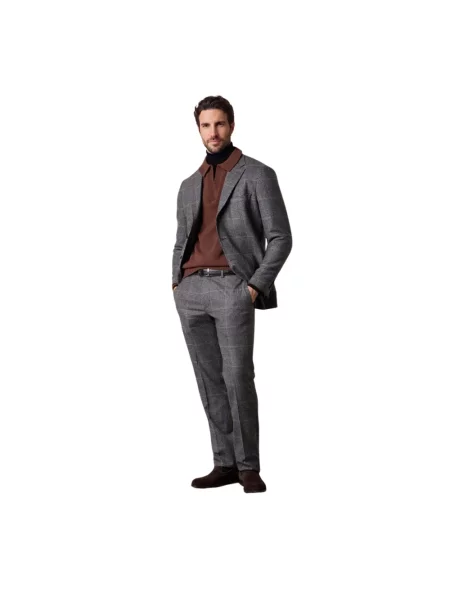 Lniany garnitur Brooks Brothers w kratę szary