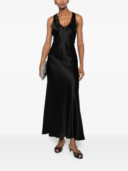 Rochie maxi Sir din dantelă negru