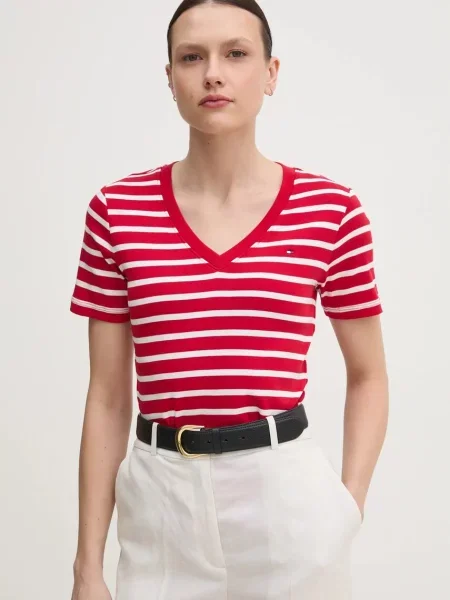 Tommy Hilfiger t-shirt bordowy czerwona