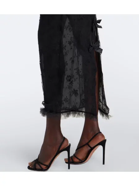 Rochie maxi Alessandra Rich cu funde din dantelă negru