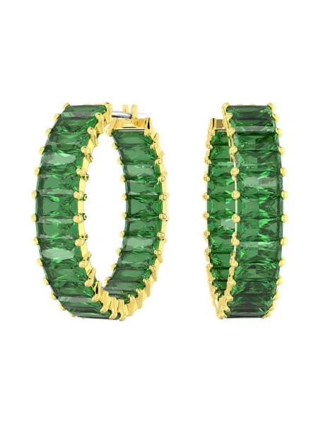 Lniane kolczyki Swarovski z dżetami zielone
