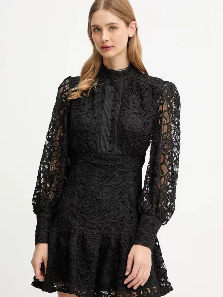 Bardot sukienka mini rozkloszowana czarny