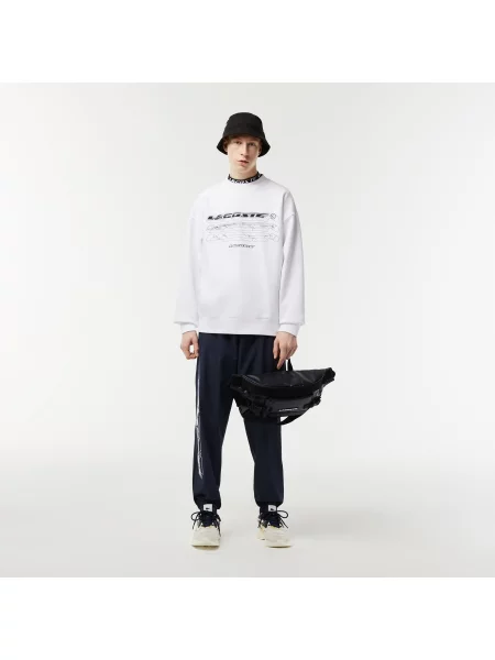 Lacoste Bluza Z Logo O Luźnym Kroju biała