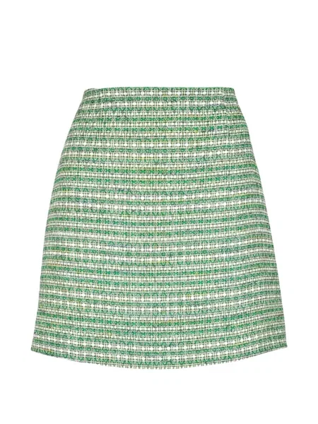 Fusta mini Carolina Herrera din tweed în linie A verde
