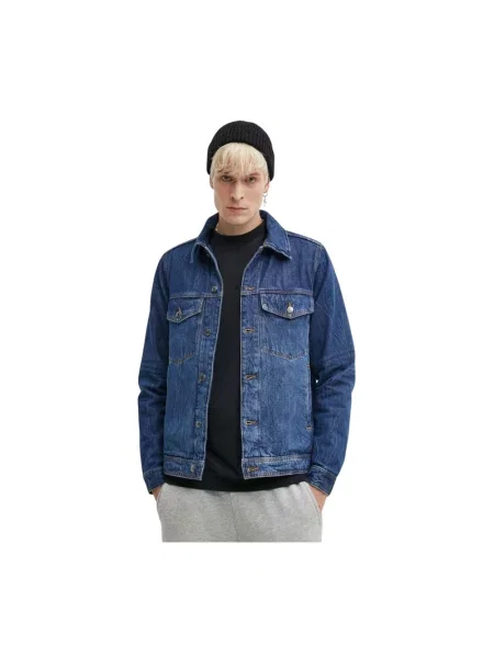 Wood Wood kurtka jeansowa Ivan Denim przejściowa niebieski