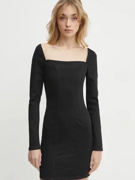 Jeans obleka Guess MOLLY črna