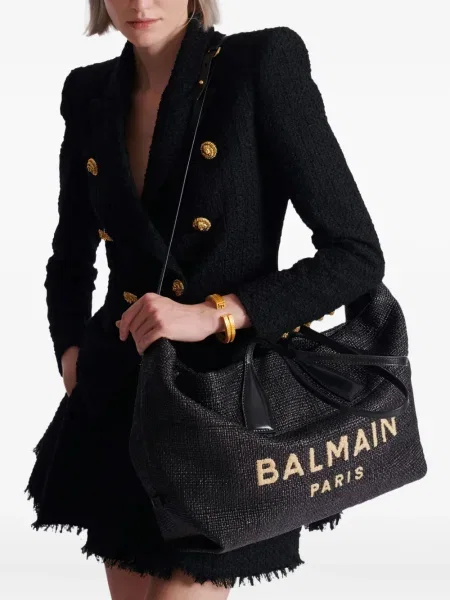 Geantă Balmain cu broderie negru