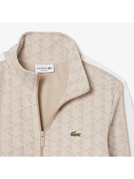 Lacoste Żakardowa Bluza Dresowa Paris Zapinana Na beżowy