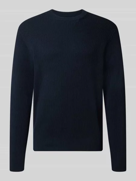 Sweter z dzianiny z mieszanka bawełny w kroju regular fit Mcneal granatowy