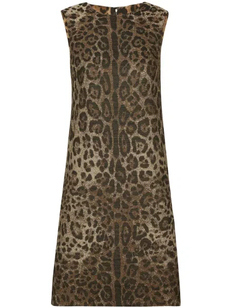 Rochie Dolce & Gabbana cu model leopard din jacard de costum maro