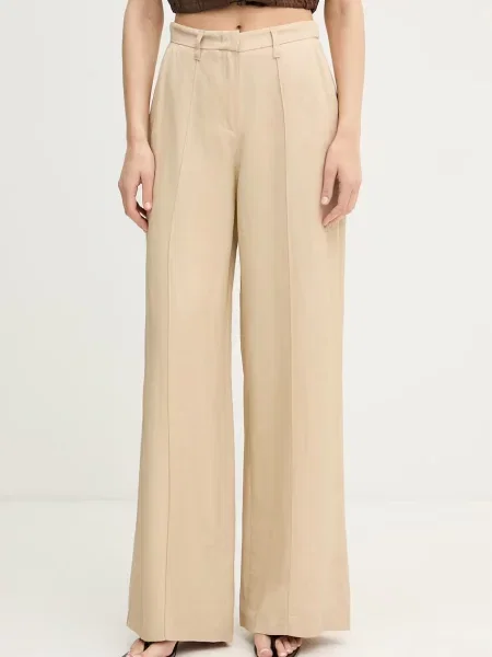 Gaudi pantaloni straight pentru femei cu vâscoză bej