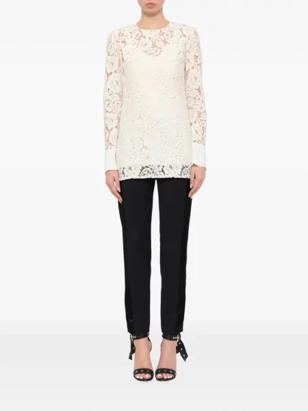 Top Lanvin cu model floral din dantelă