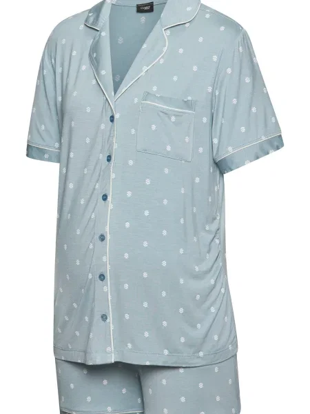 VIVANCE Kratke hlače za spanje svetlo modra / off-bela bela